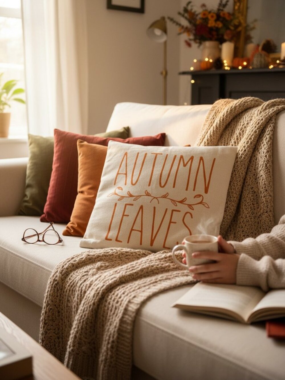 Autumn Leaves Fall Decorative Pillow Cover – 17.5" Square